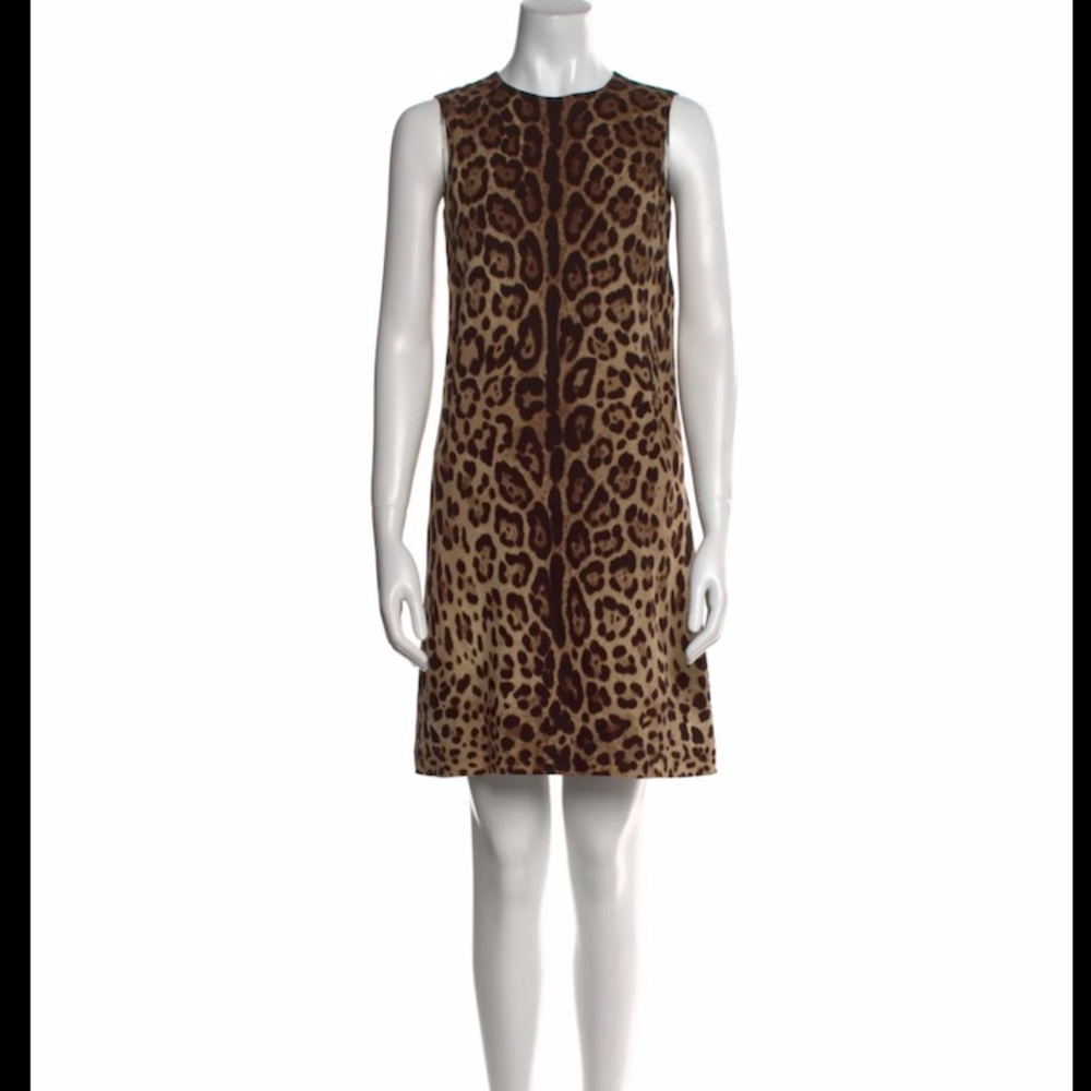 Dolce & Gabbana Leopard-Print Mini Dress in Brown and Black - Picture 3 of 3